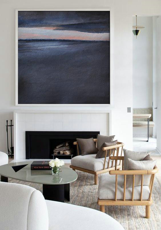 Hand Painted Extra Large Abstract Painting,Oversized Abstract Landscape Painting,Abstract Oil Painting,Black,Dark Blue,Gray.etc